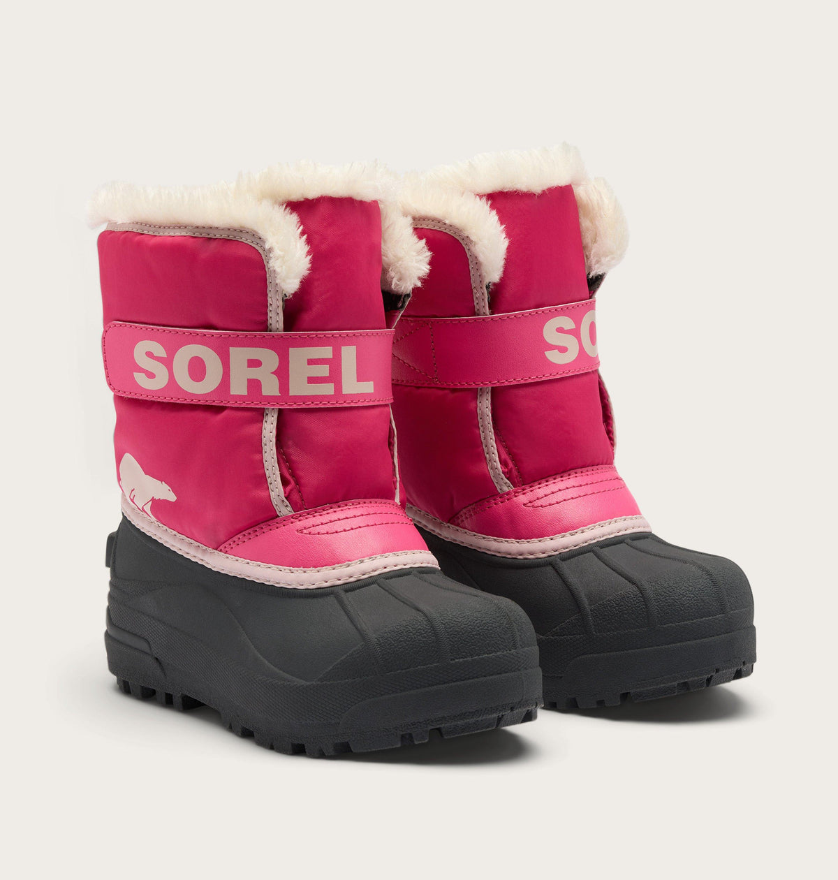 Sorel Snow Commander Little Kids Boot in Ultra Pink/Pink Salt - pair three-quarter