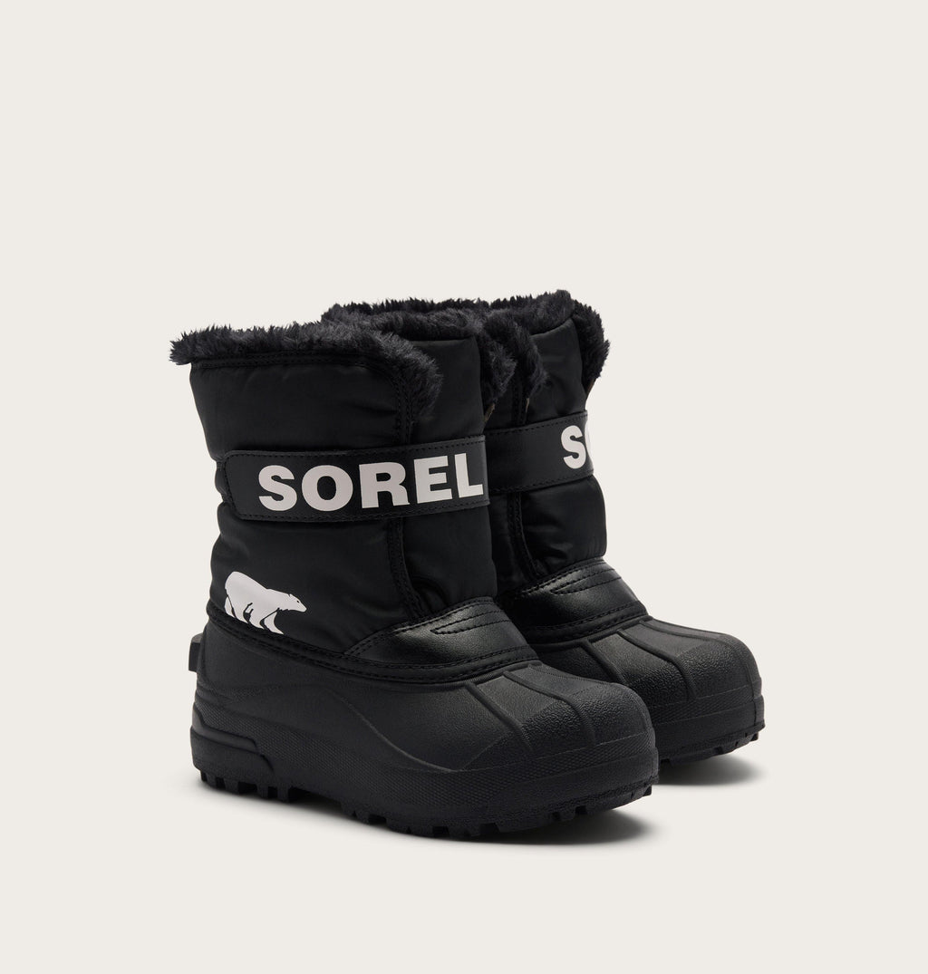 Sorel Toddler Snow Commander Boot in Black/Sea Salt - pair three-quarter