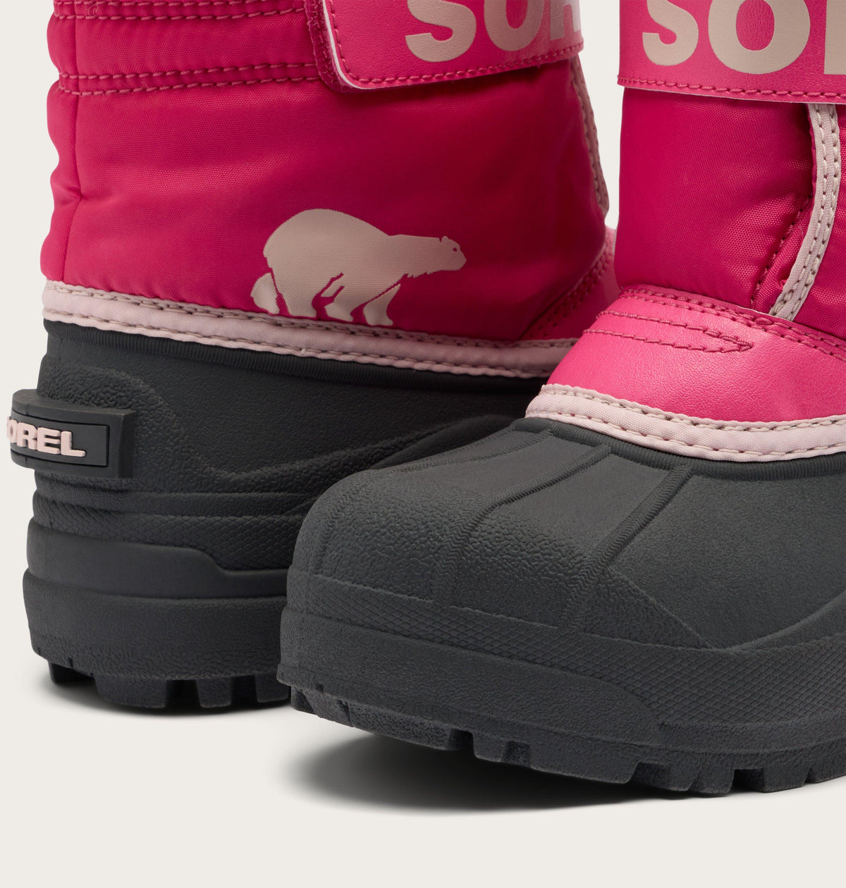 Sorel Toddler Snow Commander Boot in Ultra Pink/Pink Salt - detail
