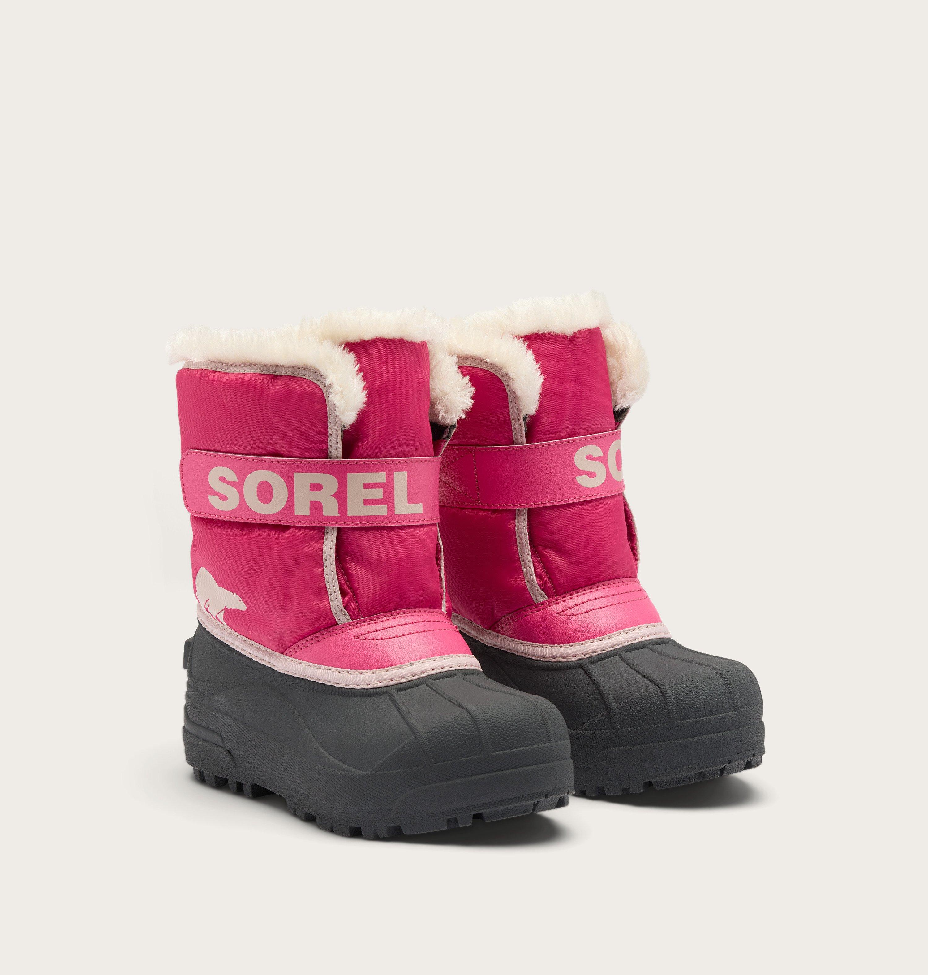 Sorel Toddler Snow Commander Boot in Ultra Pink/Pink Salt - pair three-quarter