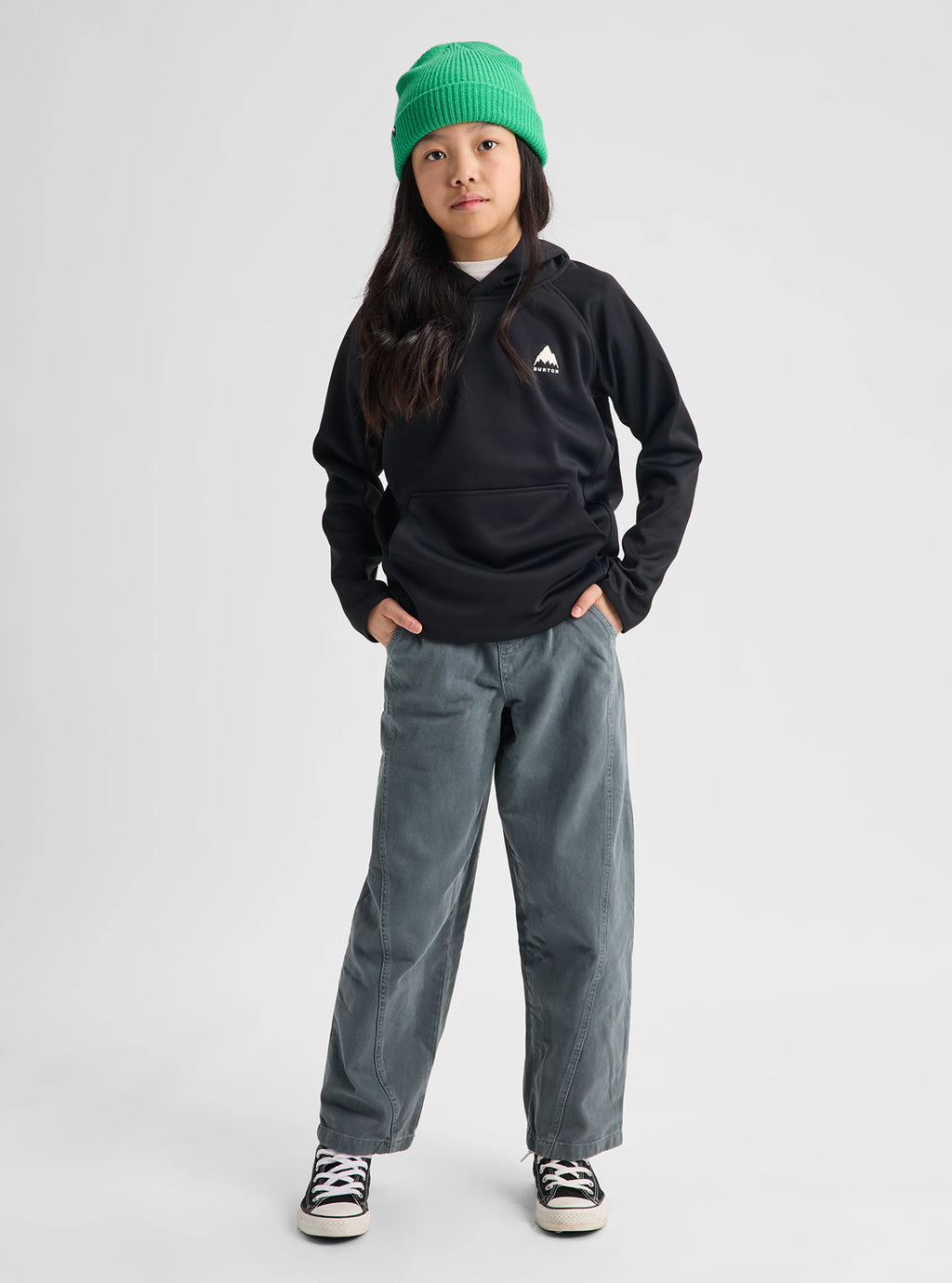 Burton Kids' Crown Pullover - Black, full-length on-model