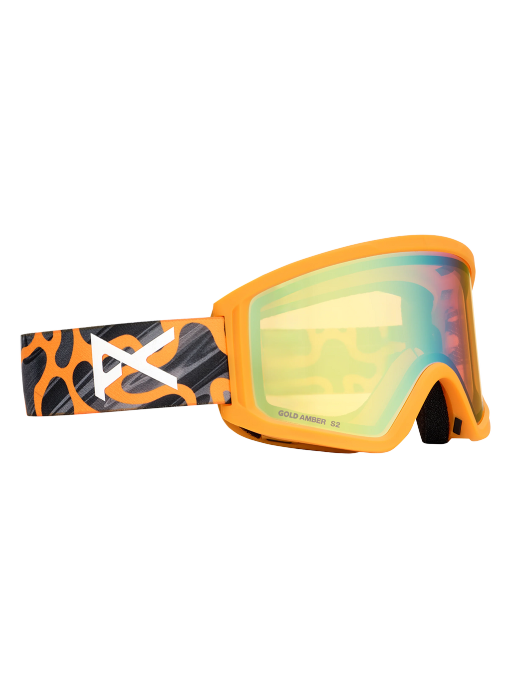 Anon Tracker 2.0 Goggles + MFI Face Mask - Blobs/Gold Amber, left angled view