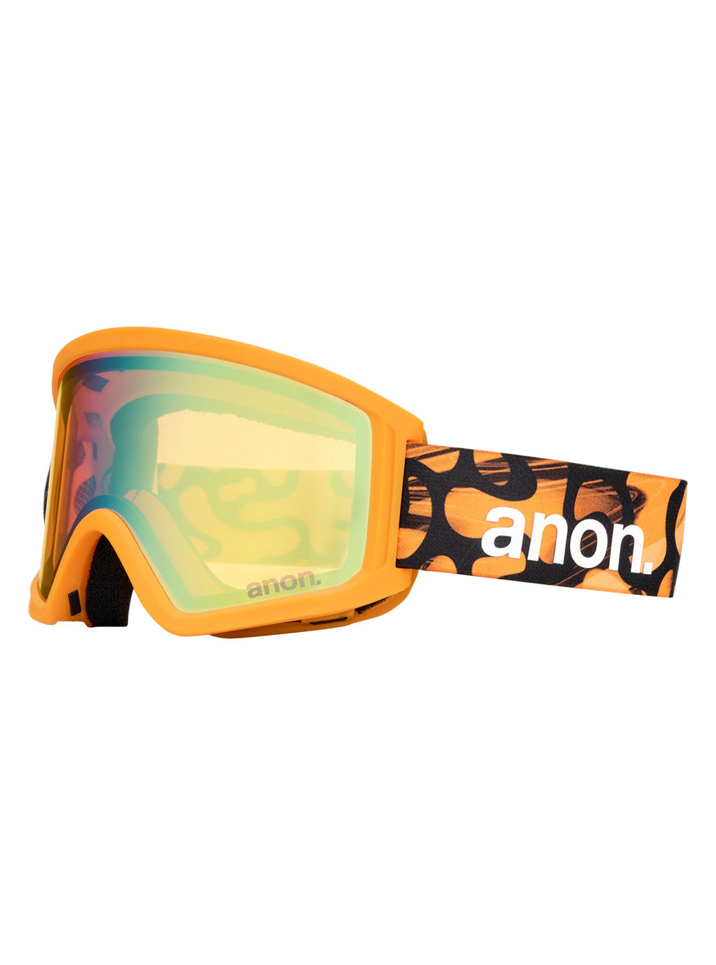 Anon Tracker 2.0 Goggles + MFI Face Mask - Blobs/Gold Amber, right angled view