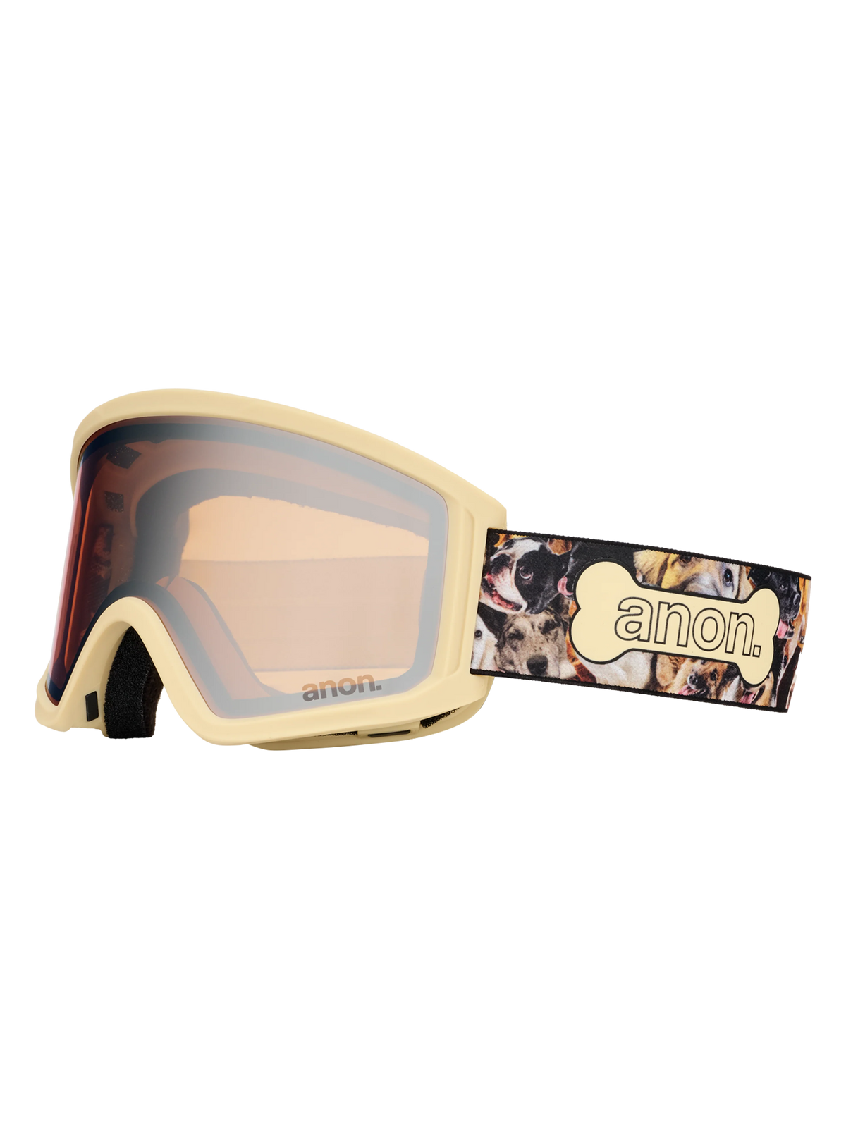 Anon Tracker 2.0 Goggles + MFI Face Mask - Shop Dogs/Silver Amber, right angled view