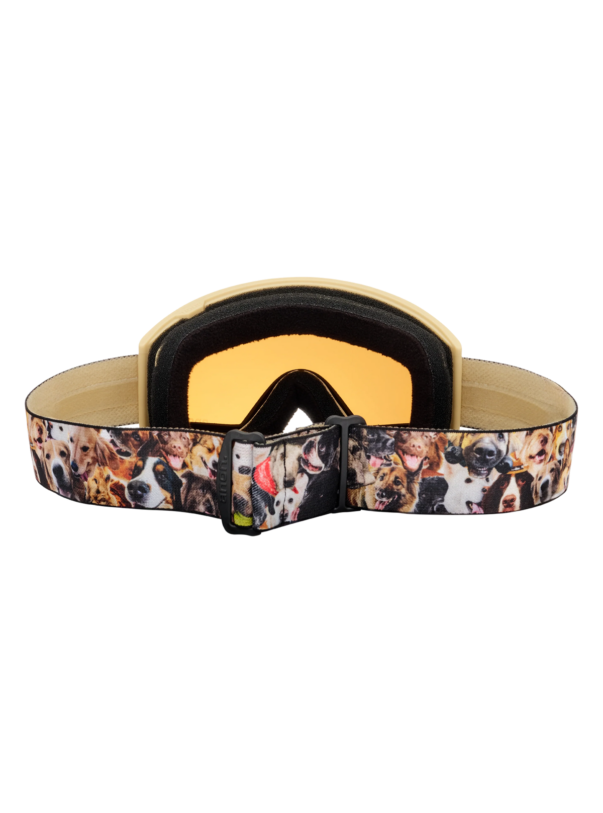 Anon Tracker 2.0 Goggles + MFI Face Mask - Shop Dogs/Silver Amber, strap and lens back view