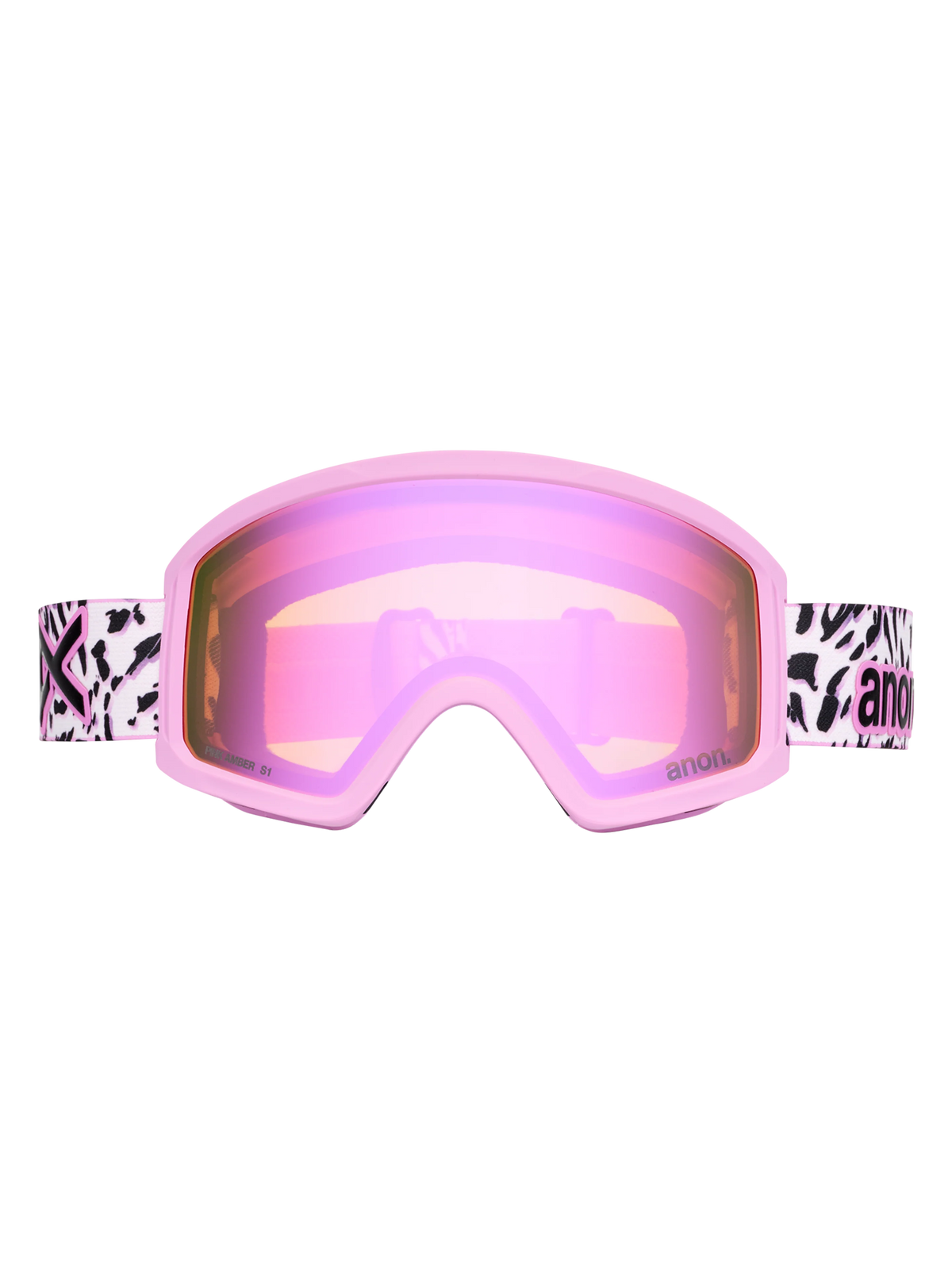 Anon Tracker 2.0 Goggles + MFI Face Mask - Leopard Pink/Amber, front view