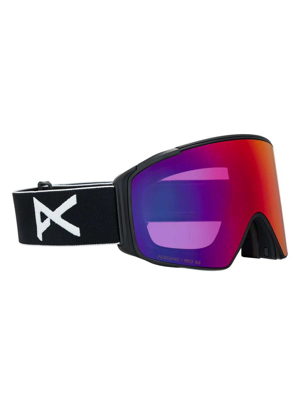 Anon M4S Goggles (Cylindrical) + Bonus Lens + MFI Face Mask - Black/Sunny Red, left angled view