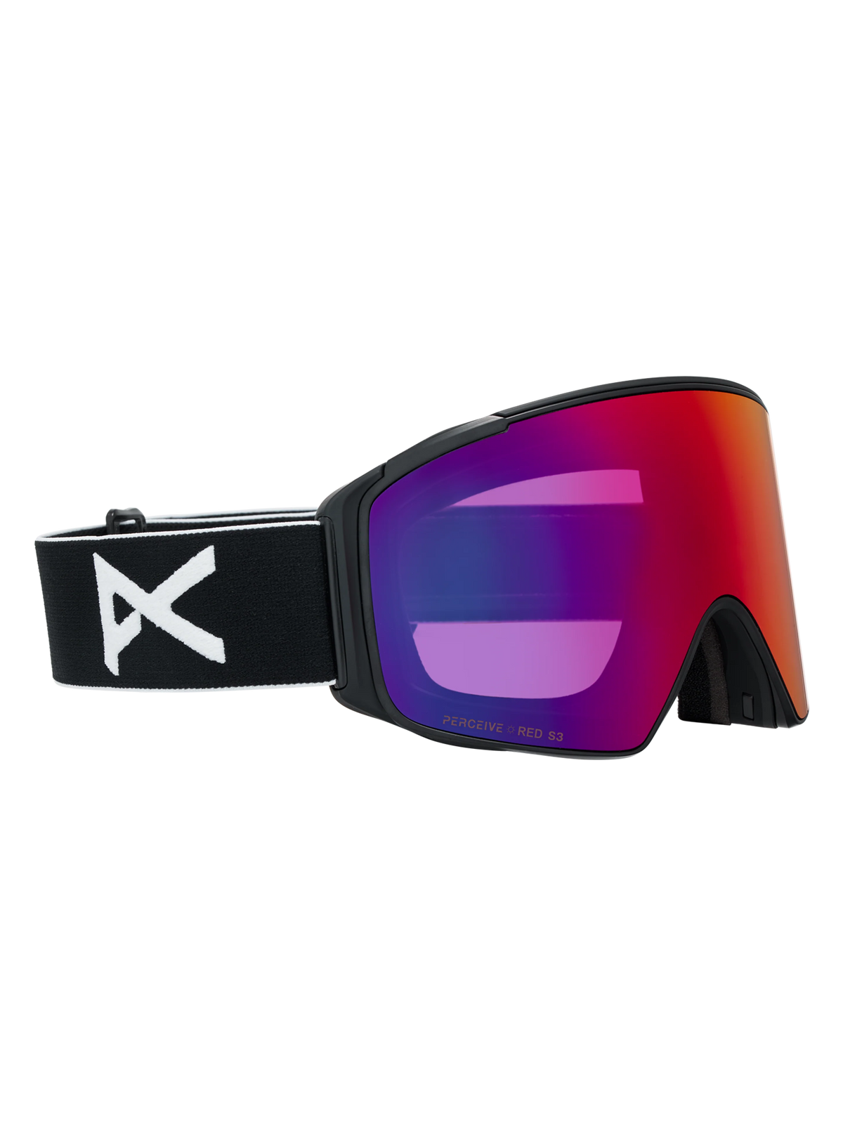 Anon M4S Goggles (Cylindrical) + Bonus Lens + MFI Face Mask - Black/Sunny Red, left angled view