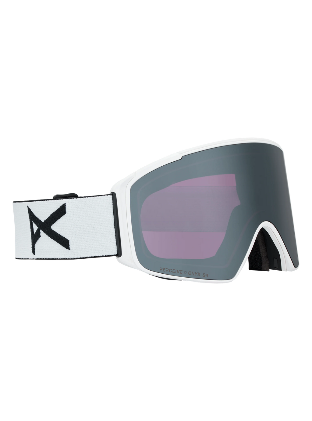 Anon M4S Goggles (Cylindrical) + Bonus Lens + MFI Face Mask - White/Sunny Onyx, left angled view