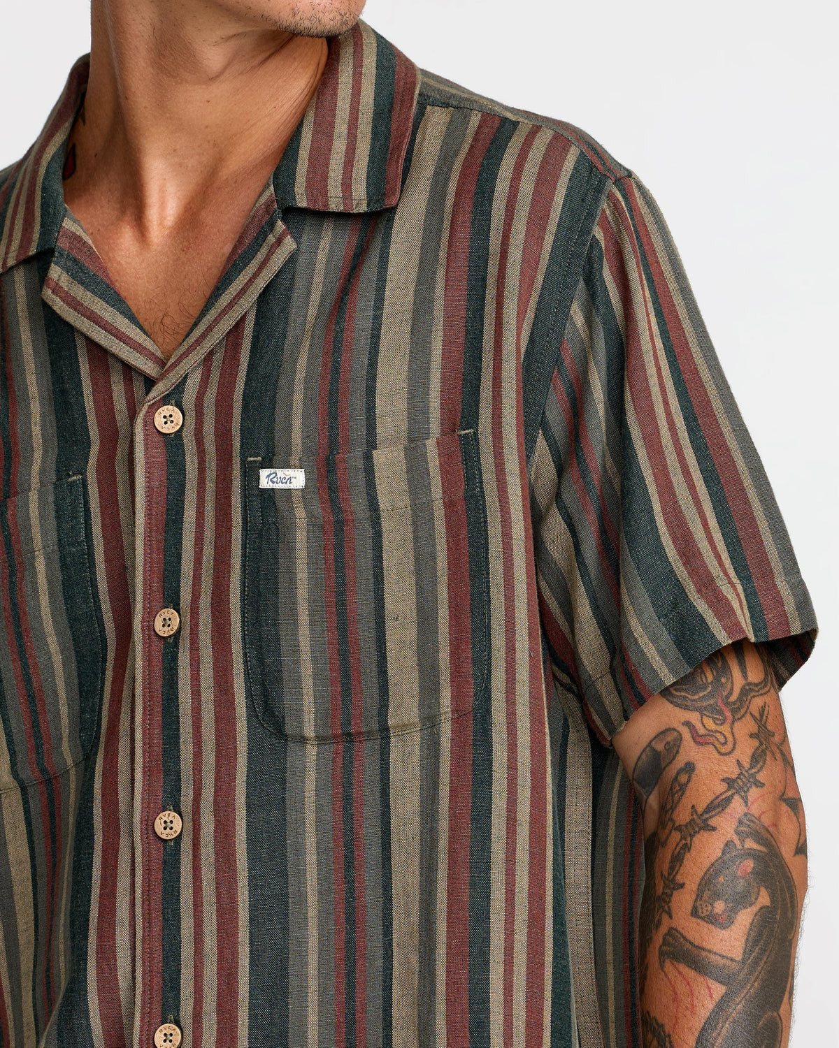 RVCA Exotica Stripe Short Sleeve Shirt