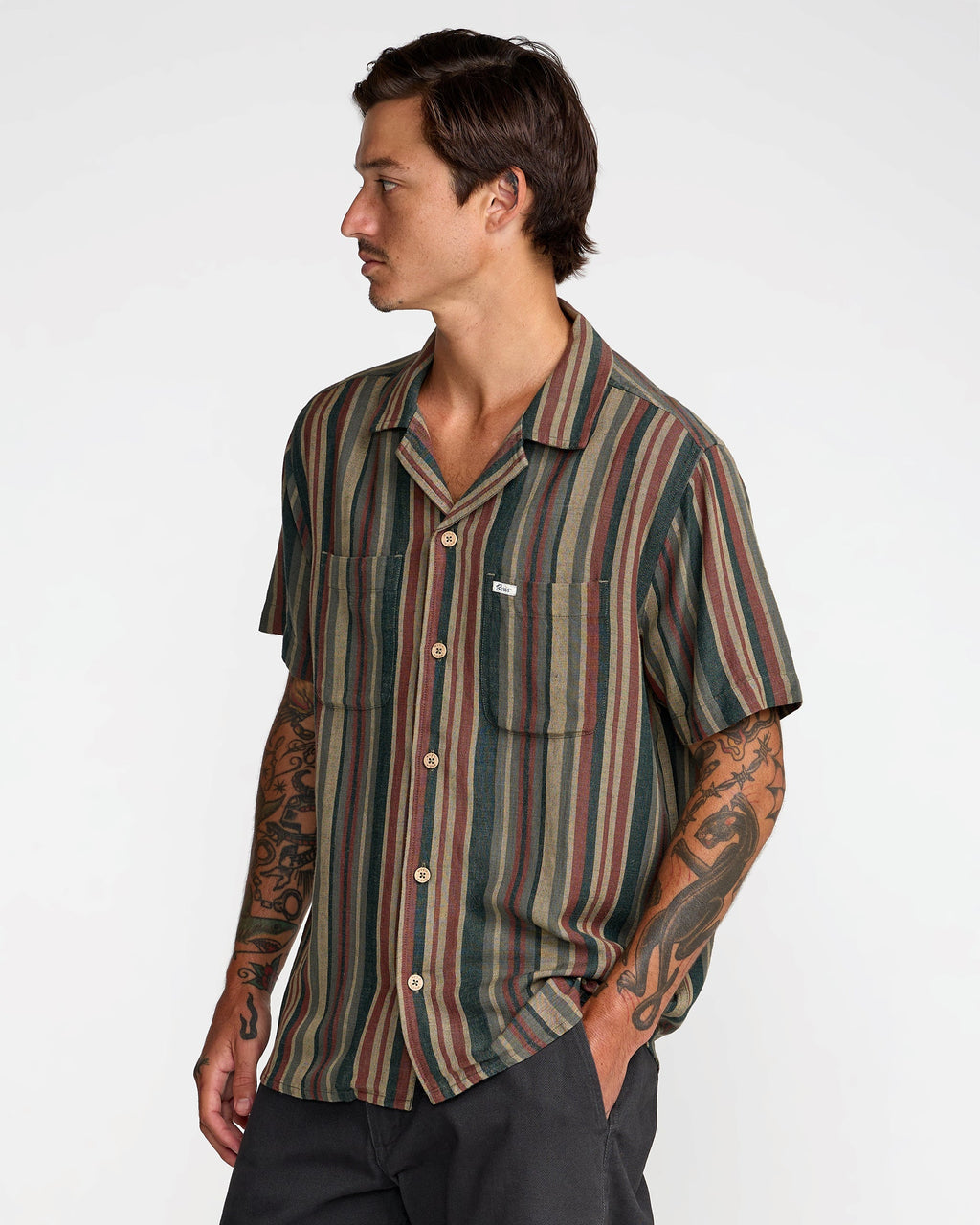 RVCA Exotica Stripe Short Sleeve Shirt