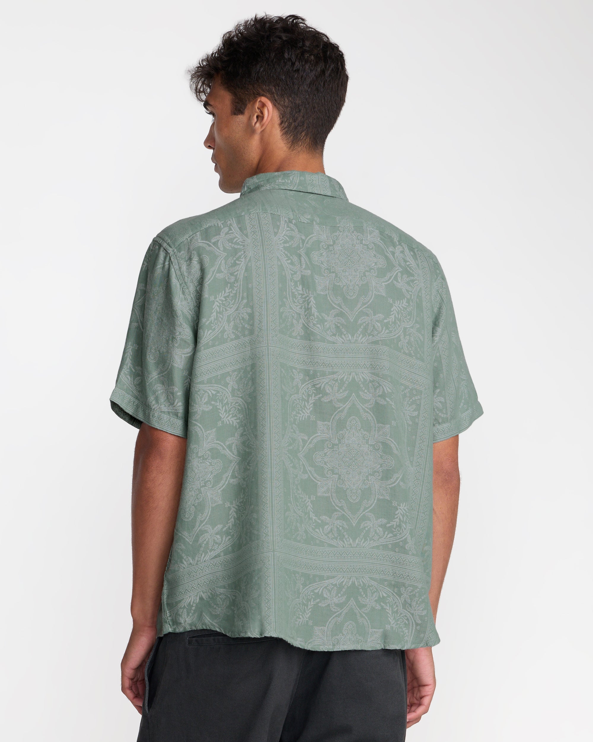 RVCA Mellowist Short Sleeve Shirt in Jade, back
