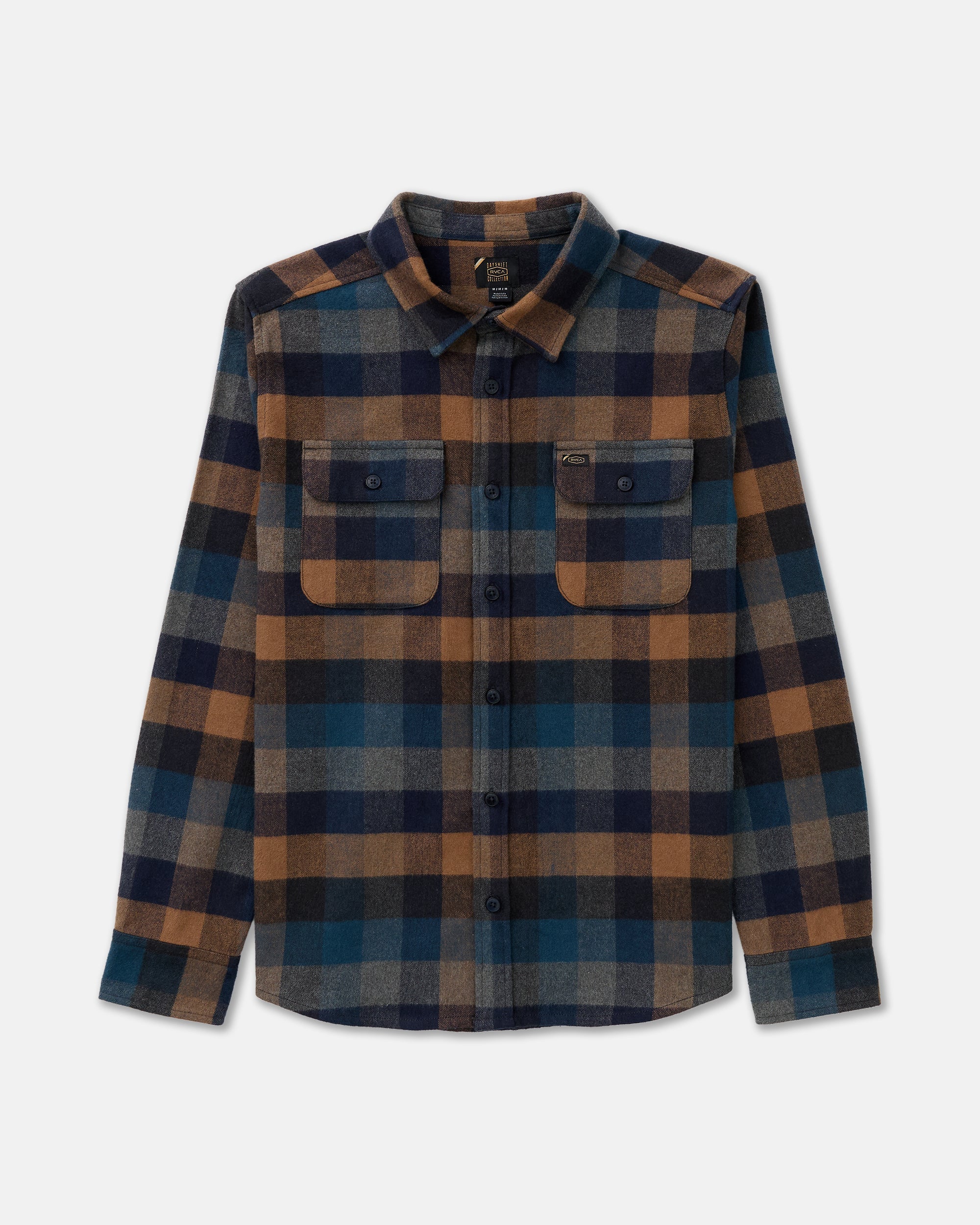 RVCA Dayshift Blanket Flannel Long Sleeve Shirt - PIRATE BLACK