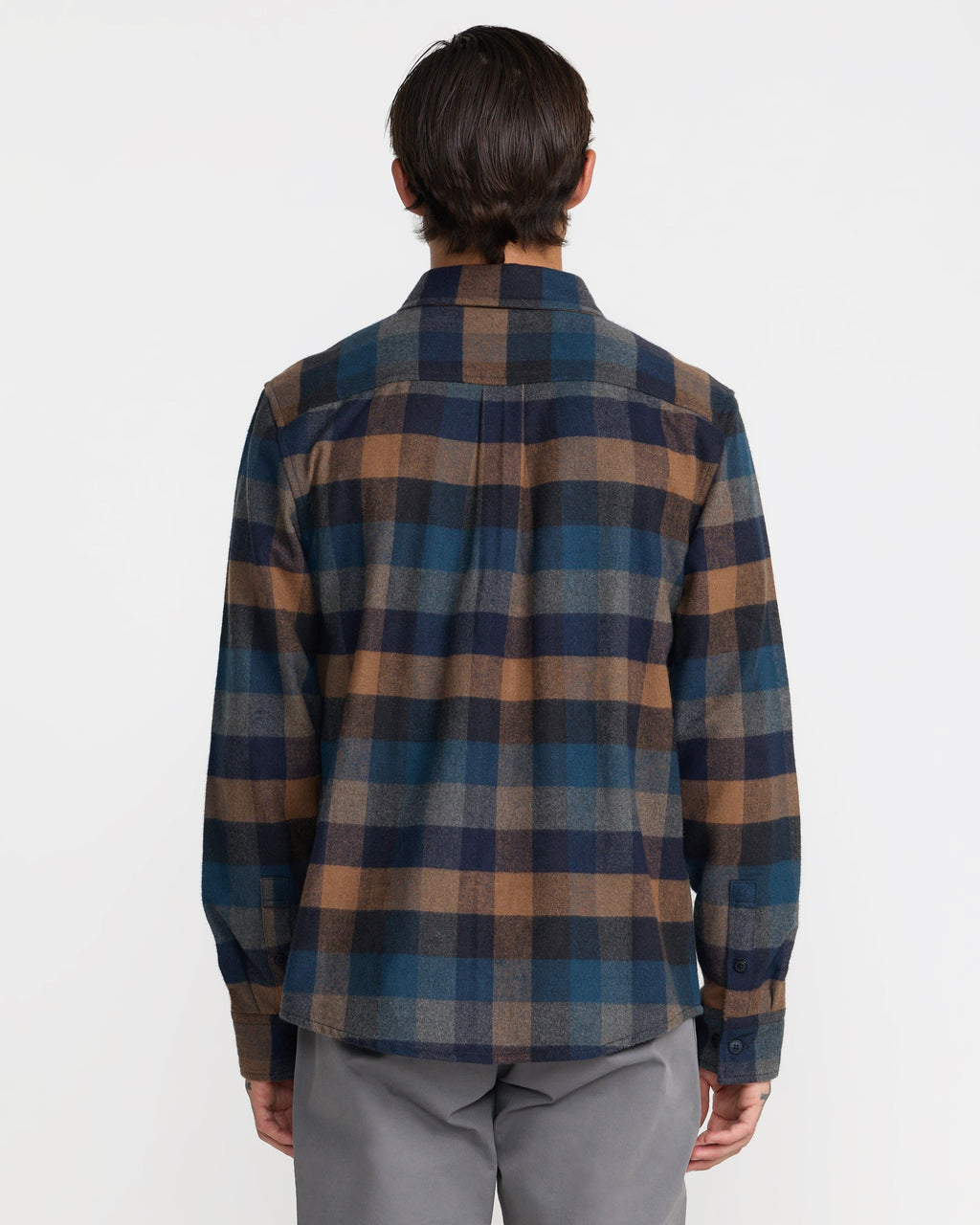 RVCA Dayshift Blanket Flannel Long Sleeve Shirt - PIRATE BLACK