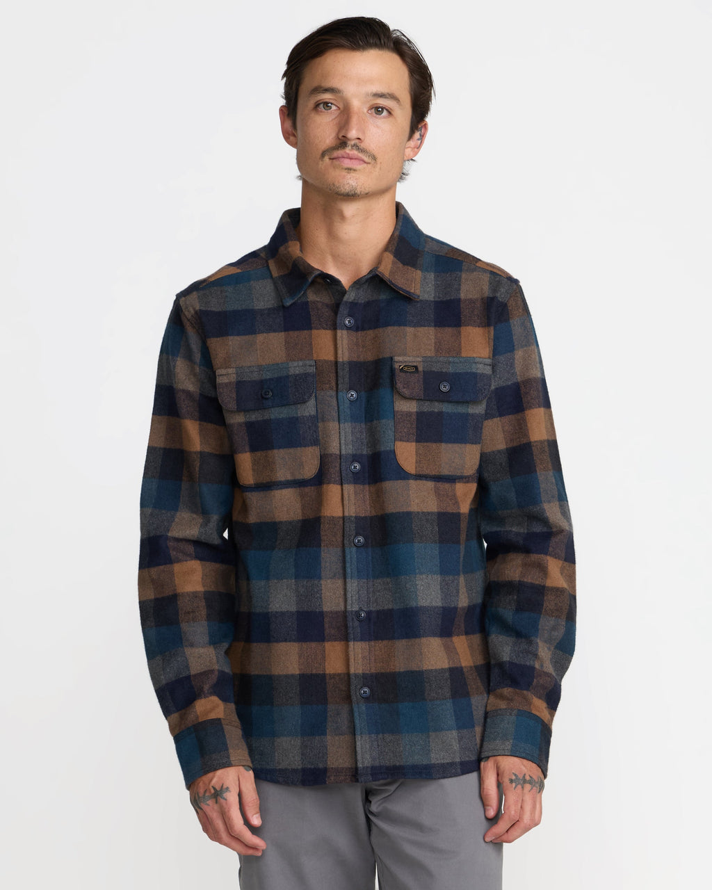 RVCA Dayshift Blanket Flannel Long Sleeve Shirt - PIRATE BLACK