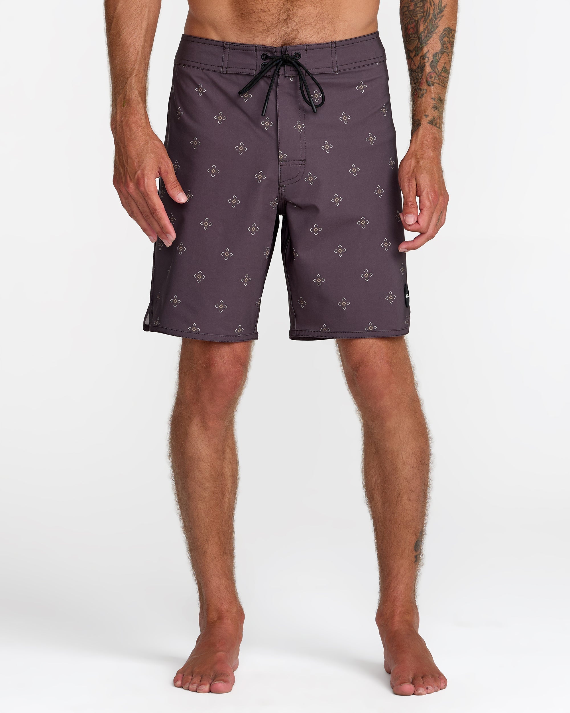 RVCA Northern 18 inch Boardshort in Pirate Black - front on model