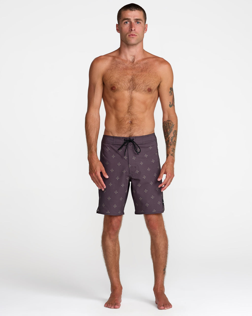 RVCA Northern 18 inch Boardshort in Pirate Black - full length on model