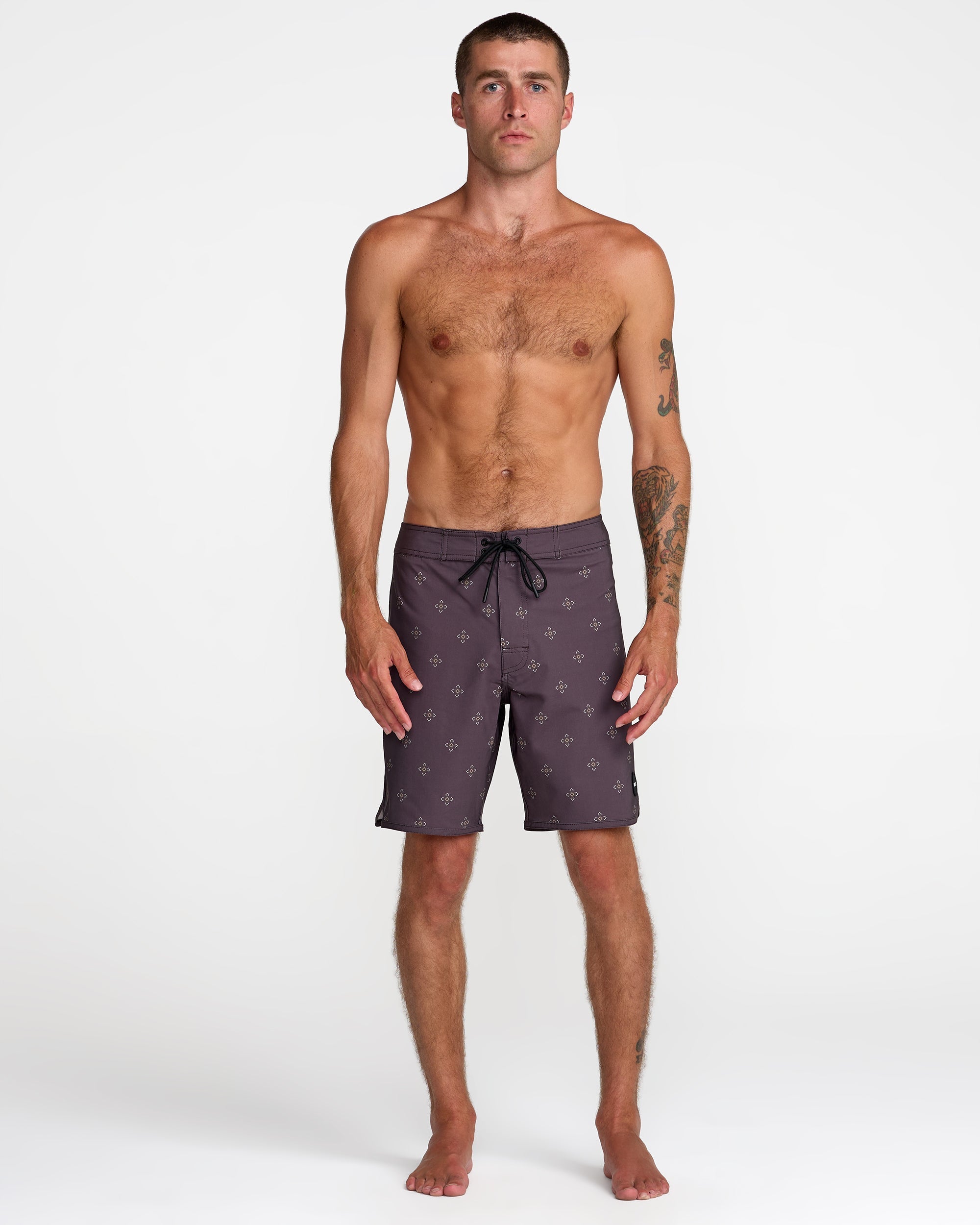 RVCA Northern 18 inch Boardshort in Pirate Black - full length on model