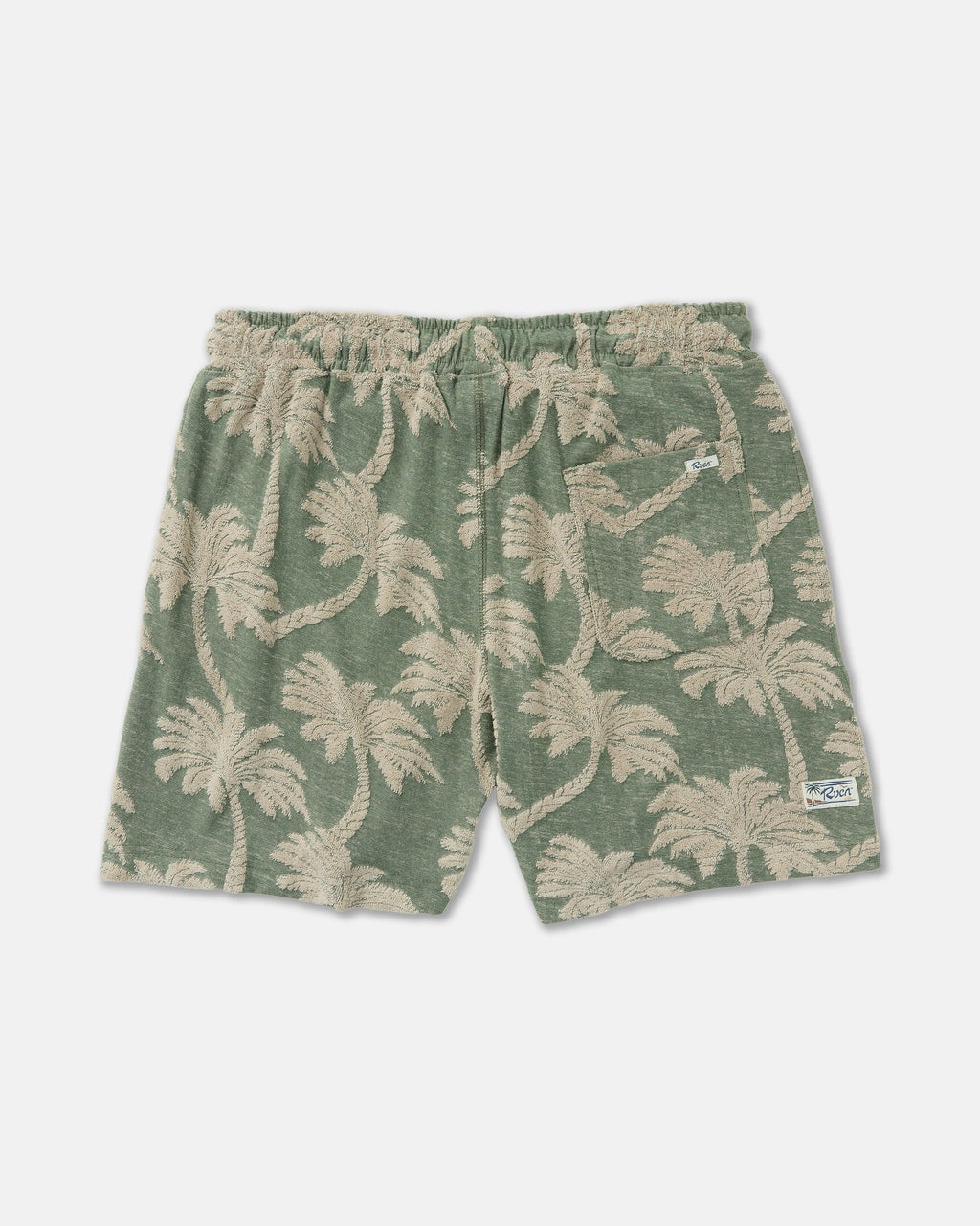 RVCA Palms Down Exotica Elastic Short in Jade — flat back