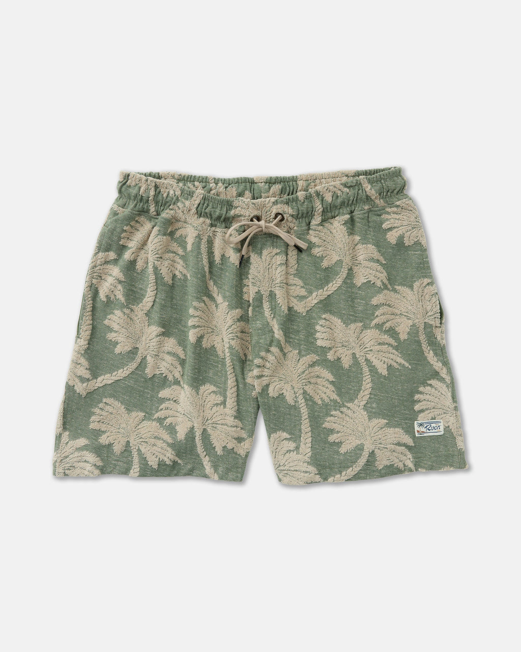 RVCA Palms Down Exotica Elastic Short in Jade — flat front