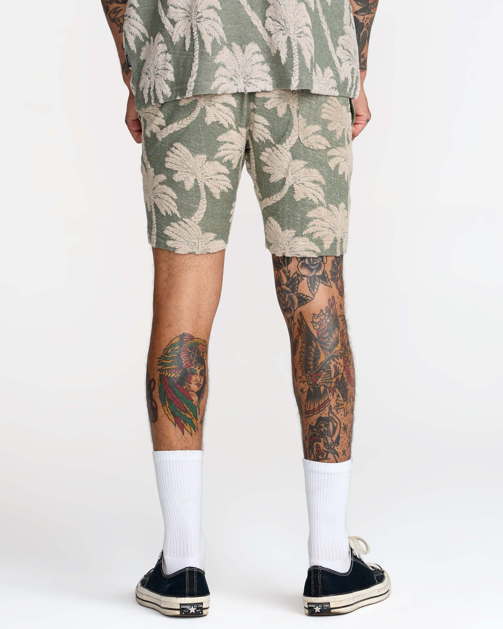 RVCA Palms Down Exotica Elastic Short in Jade — back
