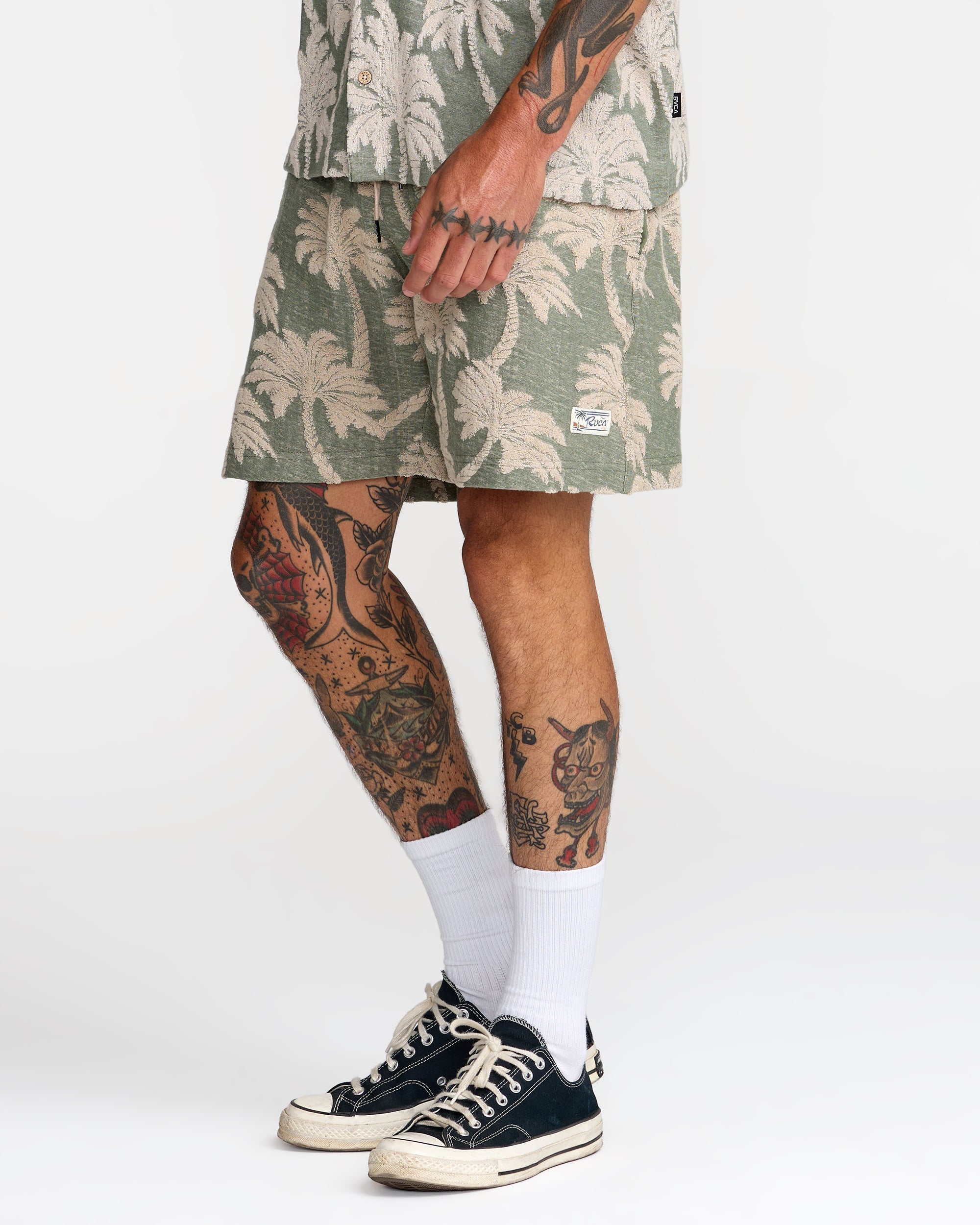 RVCA Palms Down Exotica Elastic Short in Jade — side