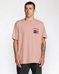 RVCA Glitch Short Sleeve T-Shirt in Pale Mauve - front on model