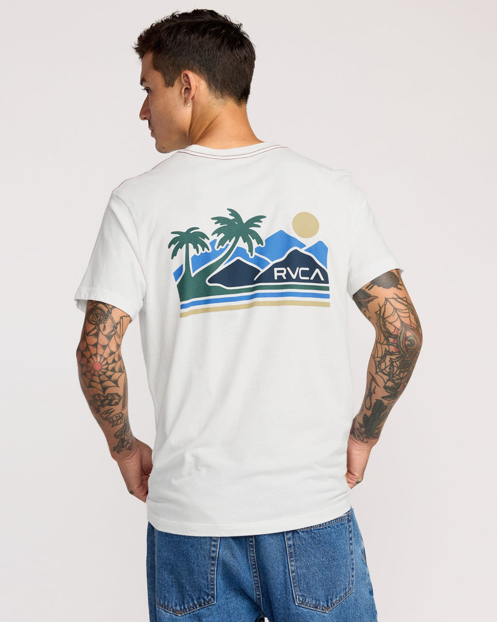 RVCA Palm Trail Short Sleeve Tee - Antique White - back
