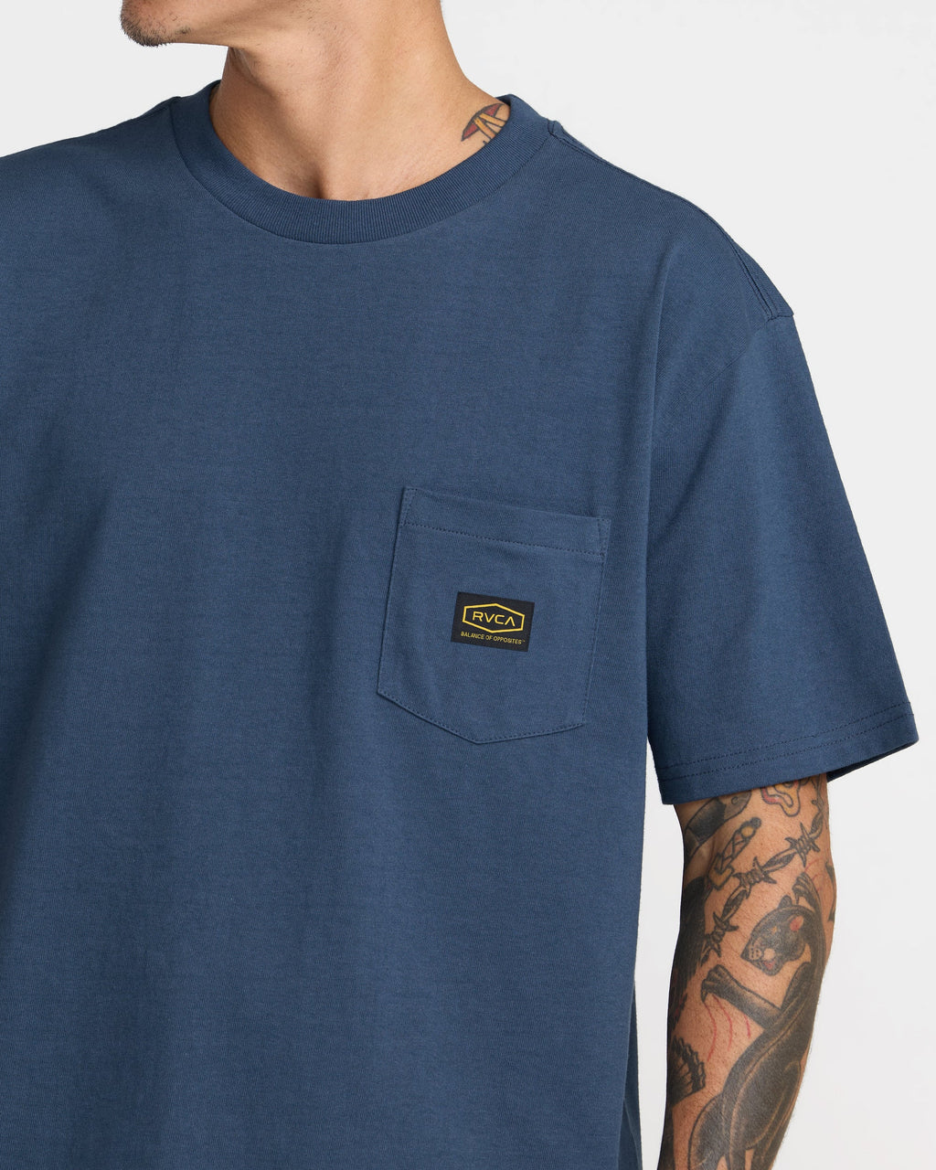 RVCA Americana Label Short Sleeve Pocket Tee - DARK DENIM