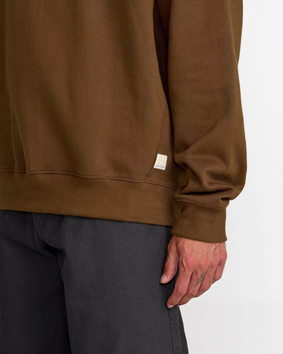 RVCA Dayshift Crew 2 Crewneck Sweatshirt - Bombay Brown - OM-1