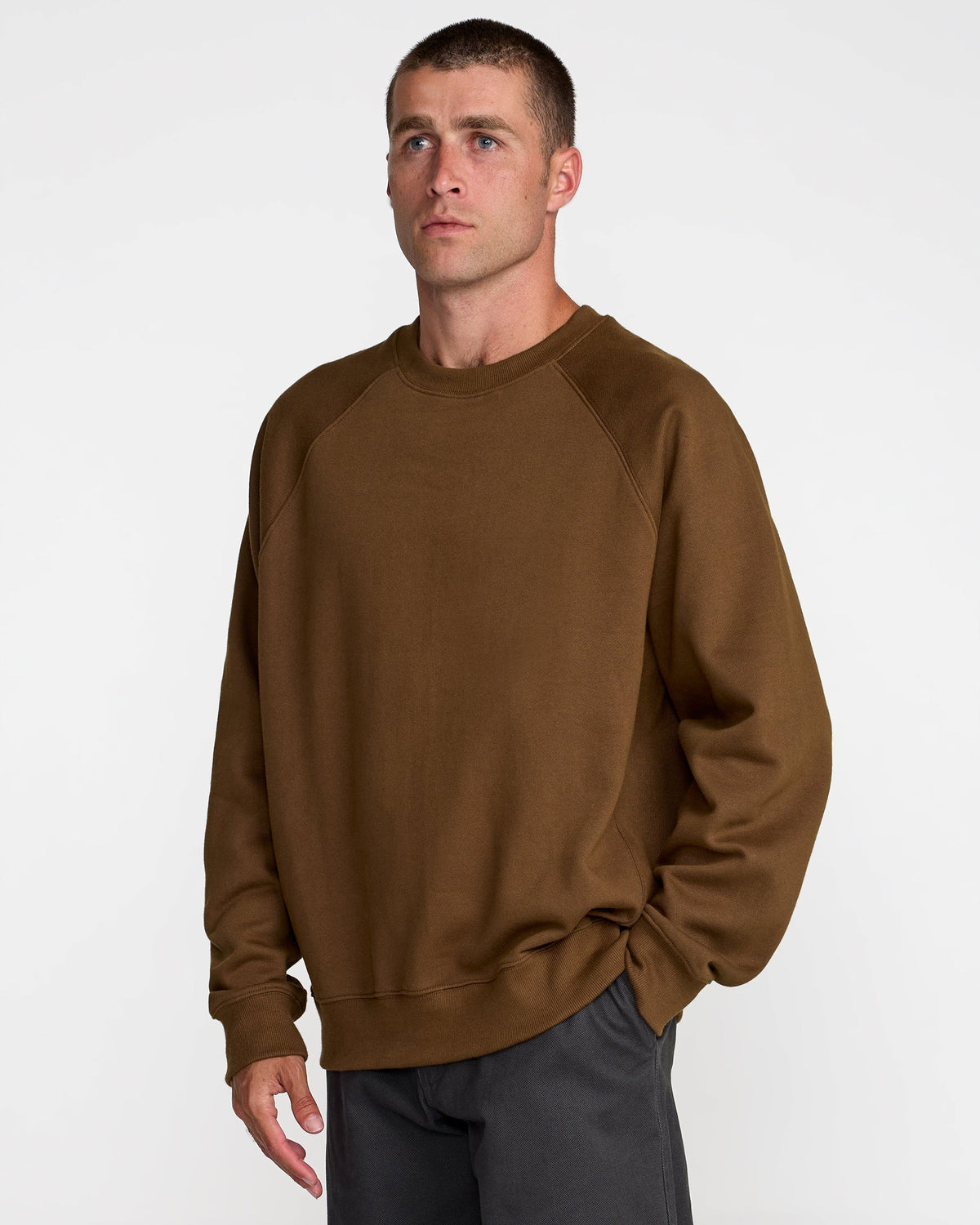 RVCA Dayshift Crew 2 Crewneck Sweatshirt - Bombay Brown - OM-S