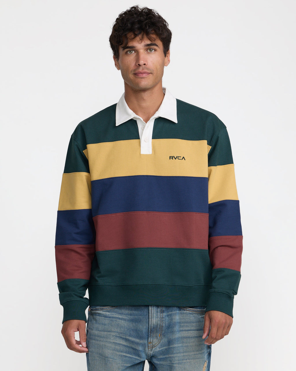RVCA Insignia Fleece Rugby Shirt - HUNTER GREEN