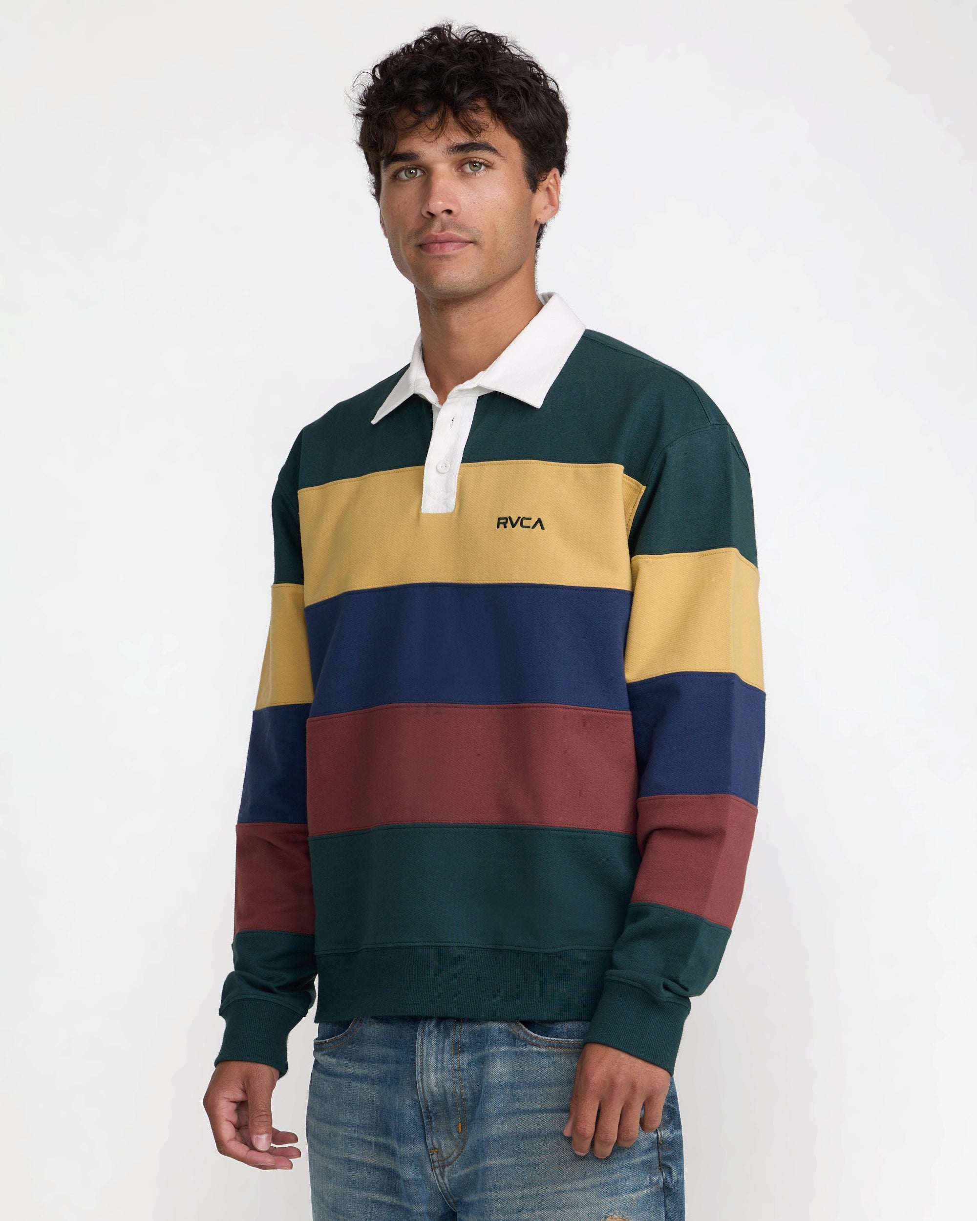 RVCA Insignia Fleece Rugby Shirt - HUNTER GREEN