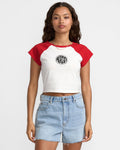 RVCA Women's Baby Raglan - Pepper Red - Front