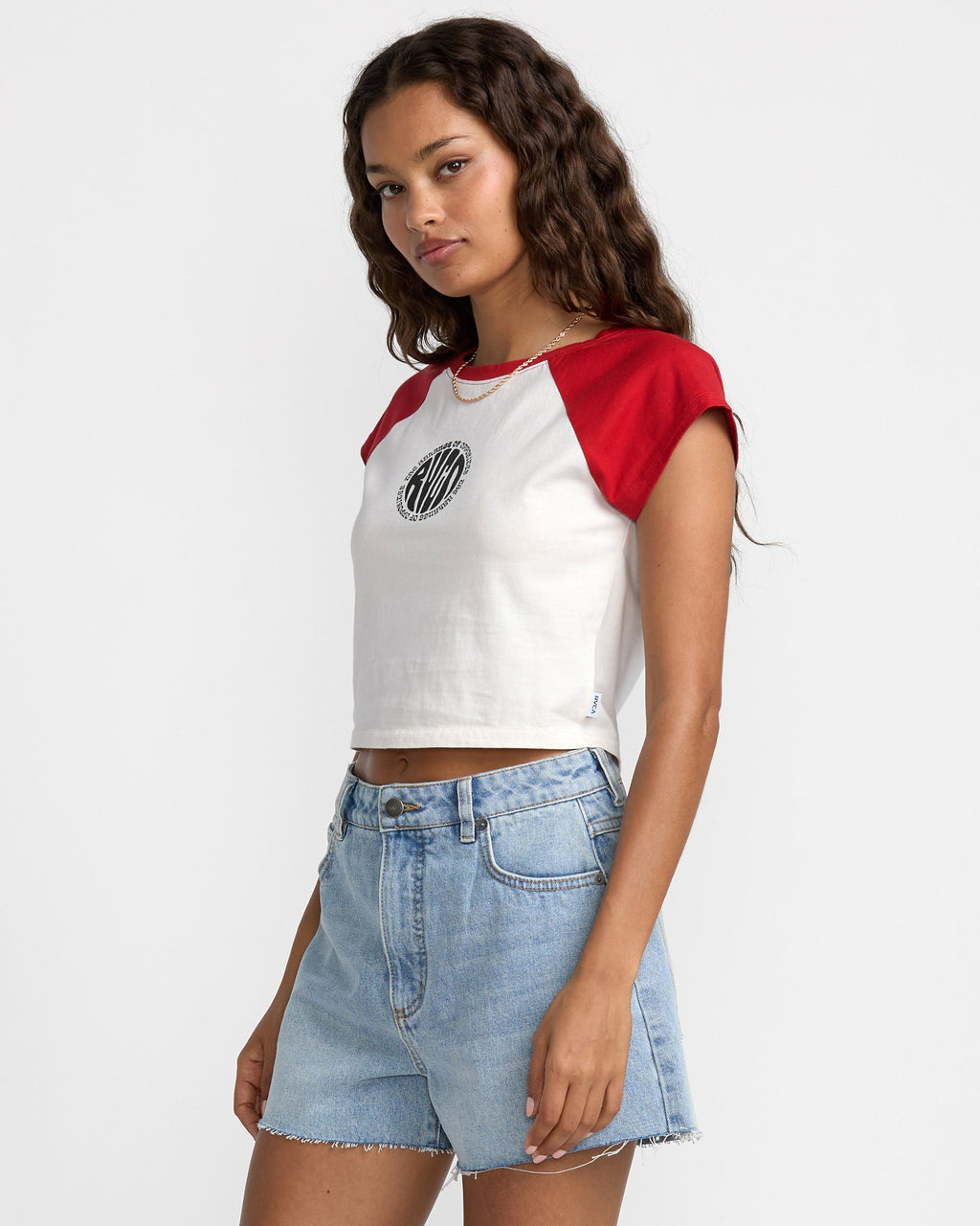 RVCA Women's Baby Raglan - Pepper Red - Side