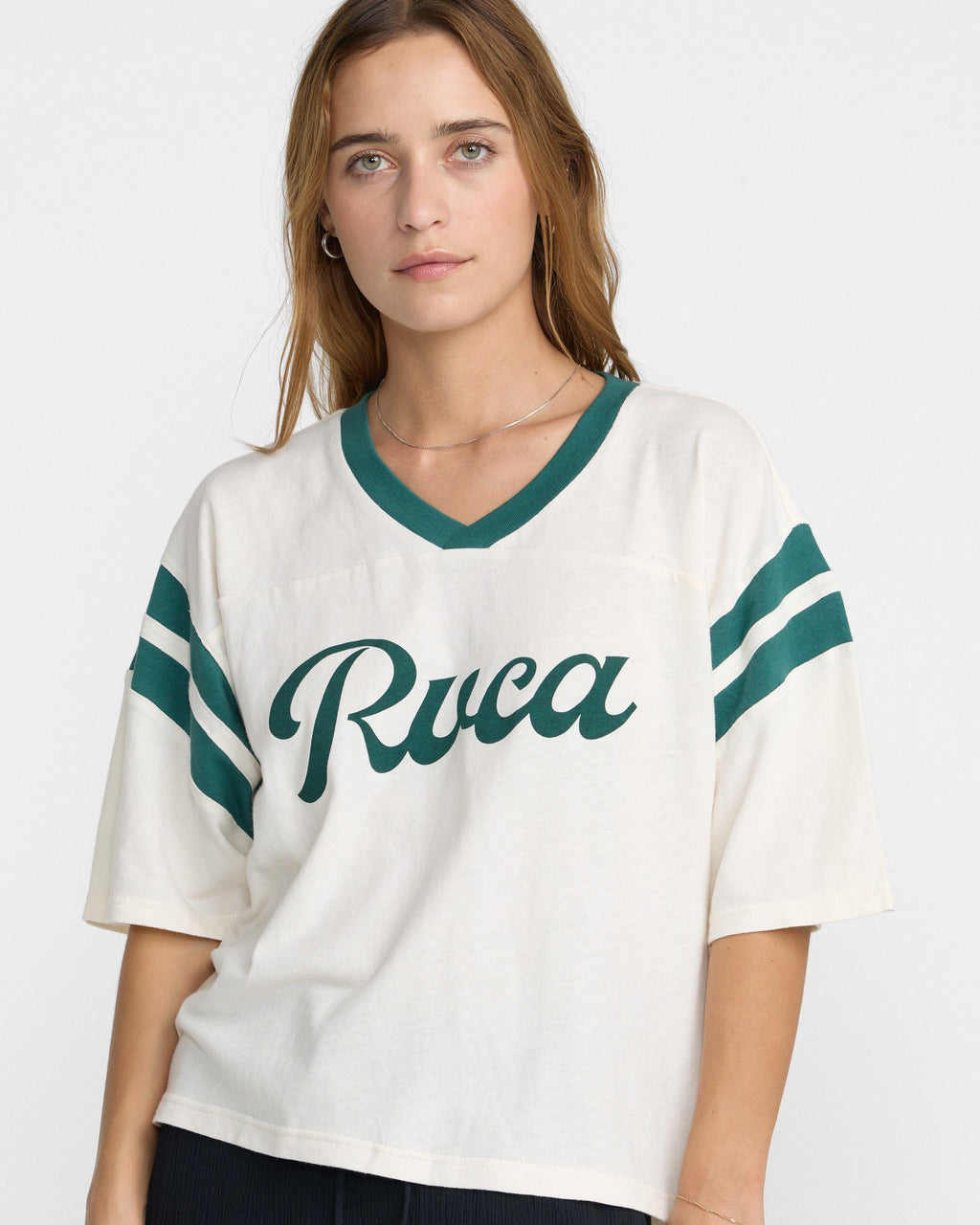 RVCA Women's Connect Football Tee - CLOUD