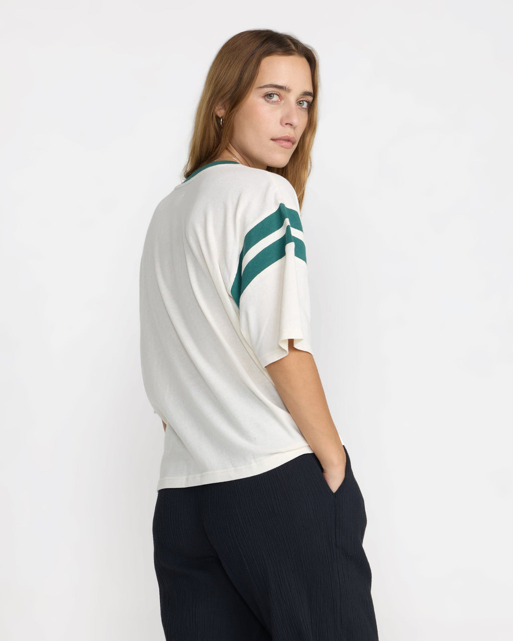RVCA Women's Connect Football Tee - CLOUD