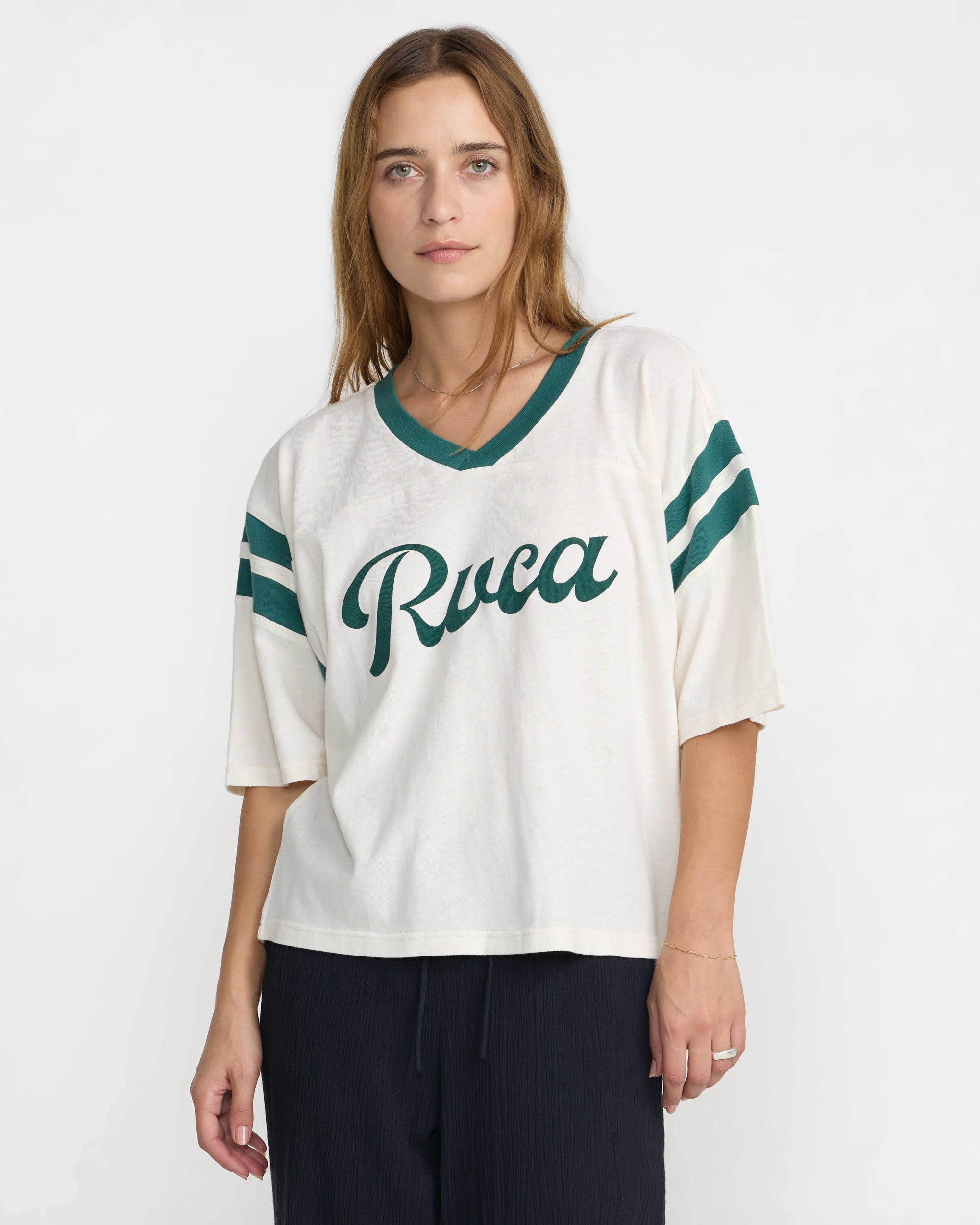 RVCA Women's Connect Football Tee - CLOUD