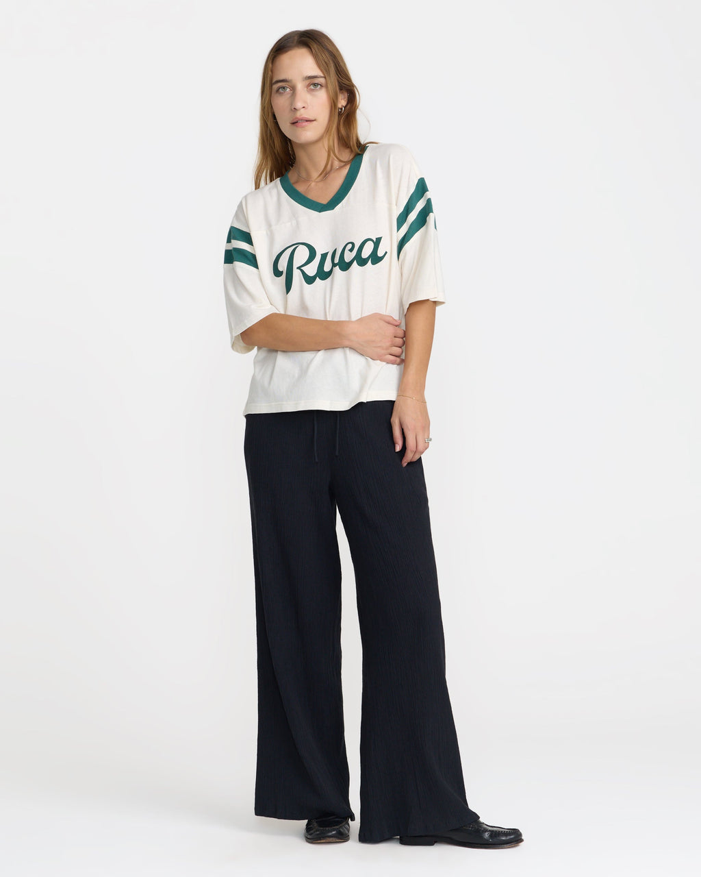 RVCA Women's Connect Football Tee - CLOUD