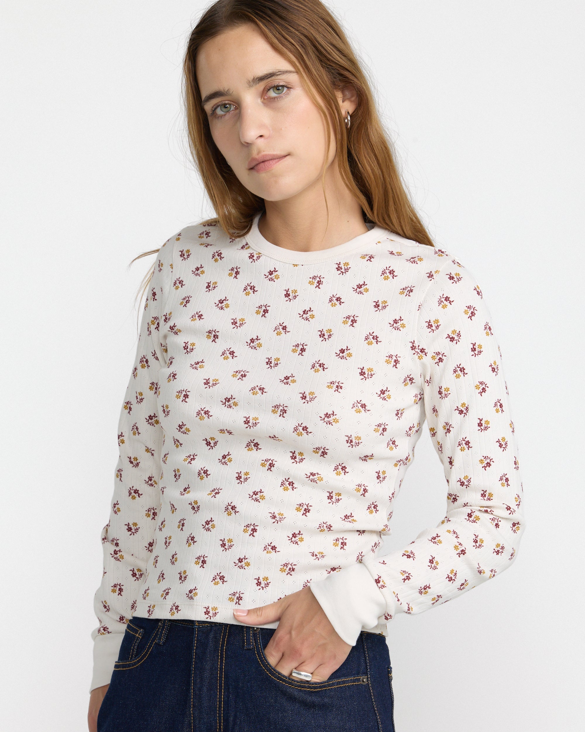 RVCA Women's Pioneer Long Sleeve Tee - CLOUD