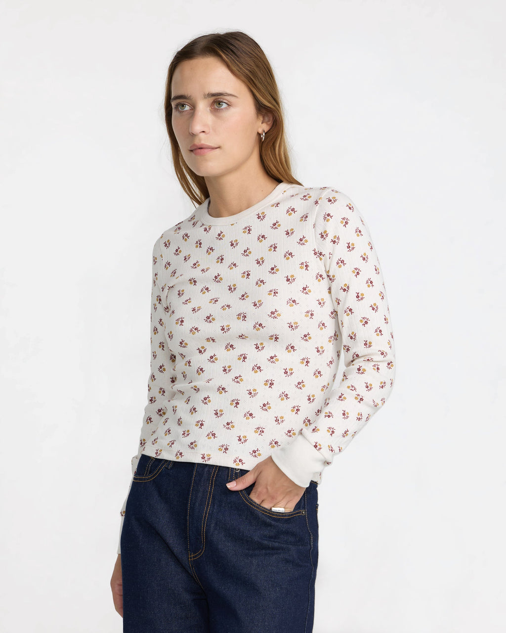 RVCA Women's Pioneer Long Sleeve Tee - CLOUD