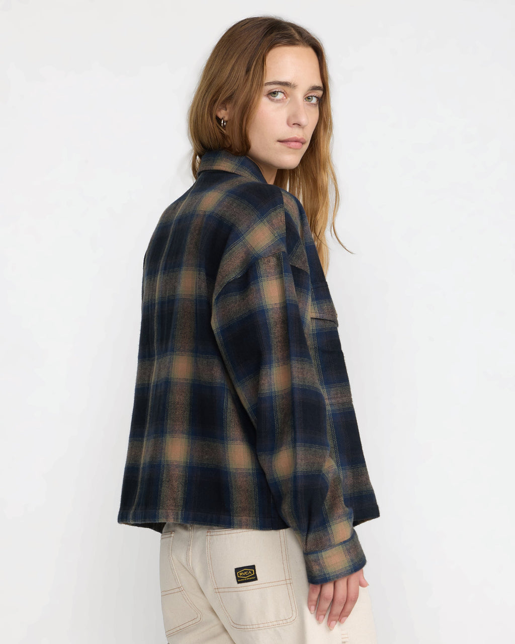 RVCA Women's Bonito Boxy Flannel Shirt - BLACK