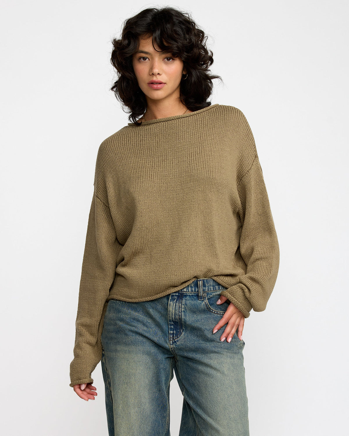 RVCA Westin Sweater Taupe front