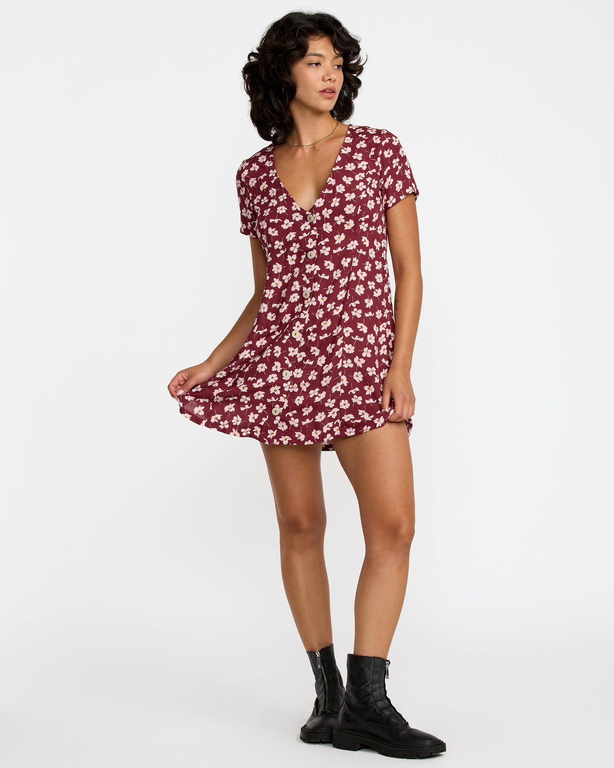 RVCA Understated Dress Cranberry detail