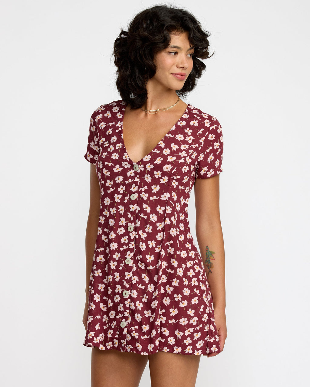 RVCA Understated Dress Cranberry side