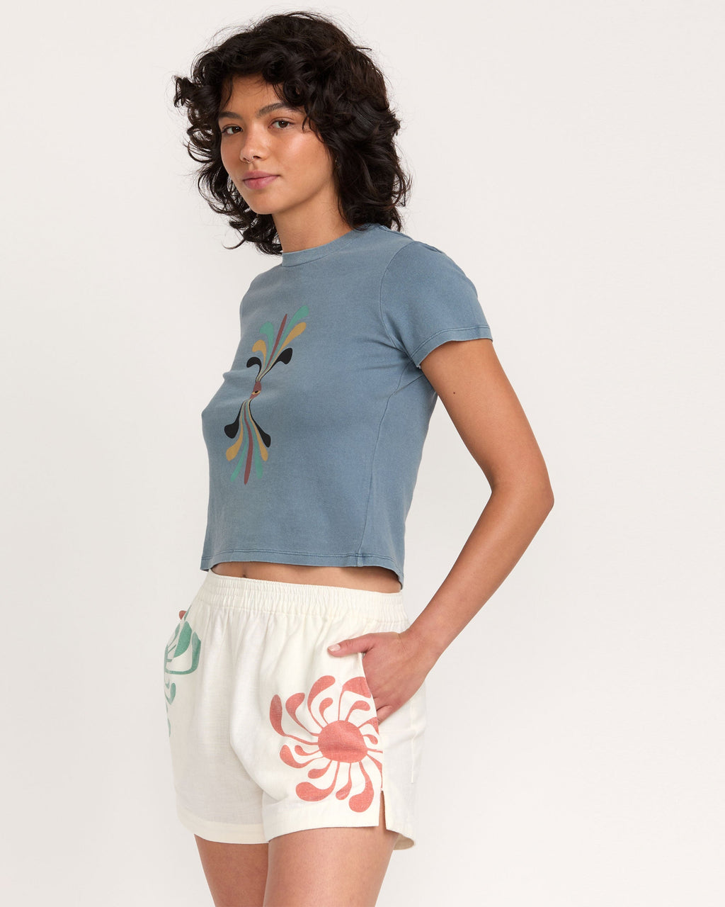 RVCA Women's Lauryn Alvarez 411 Tee - Vintage Navy - side