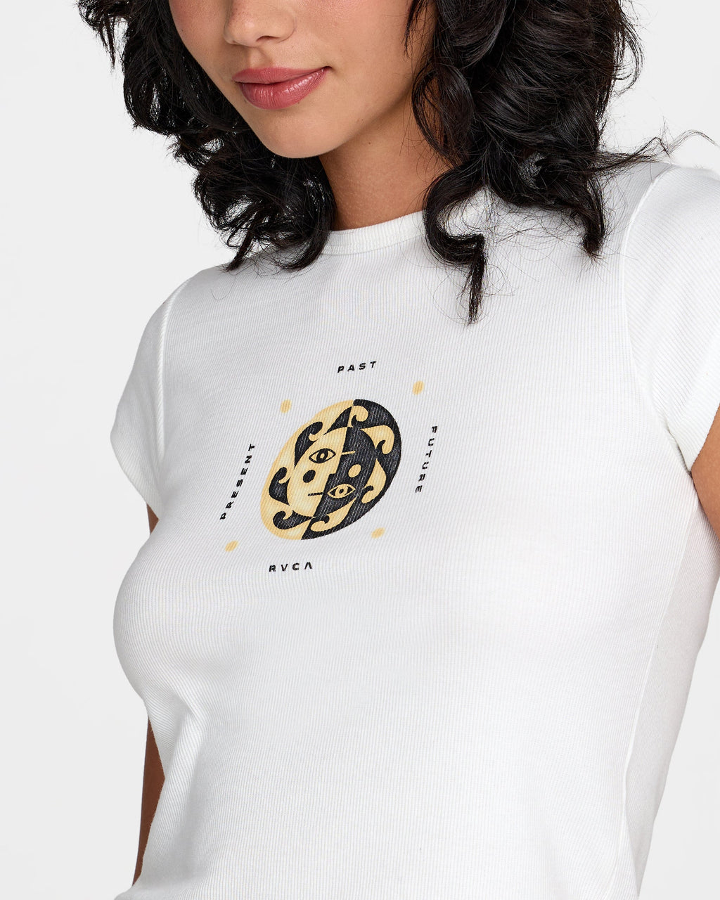 RVCA Ribbed Slim Tee Antique White