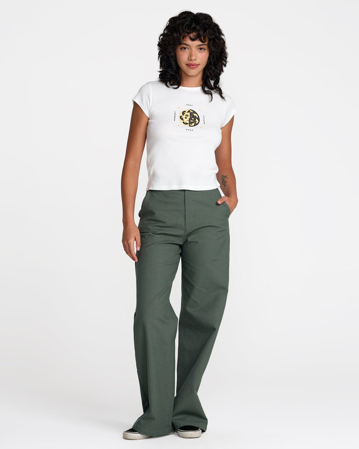 RVCA Ribbed Slim Tee Antique White detail