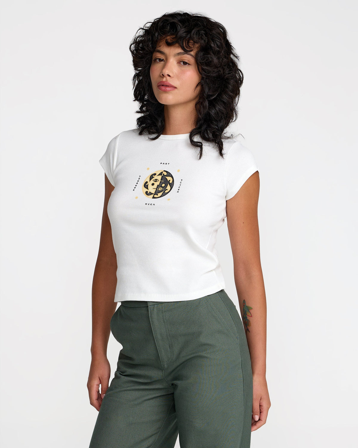 RVCA Ribbed Slim Tee Antique White side