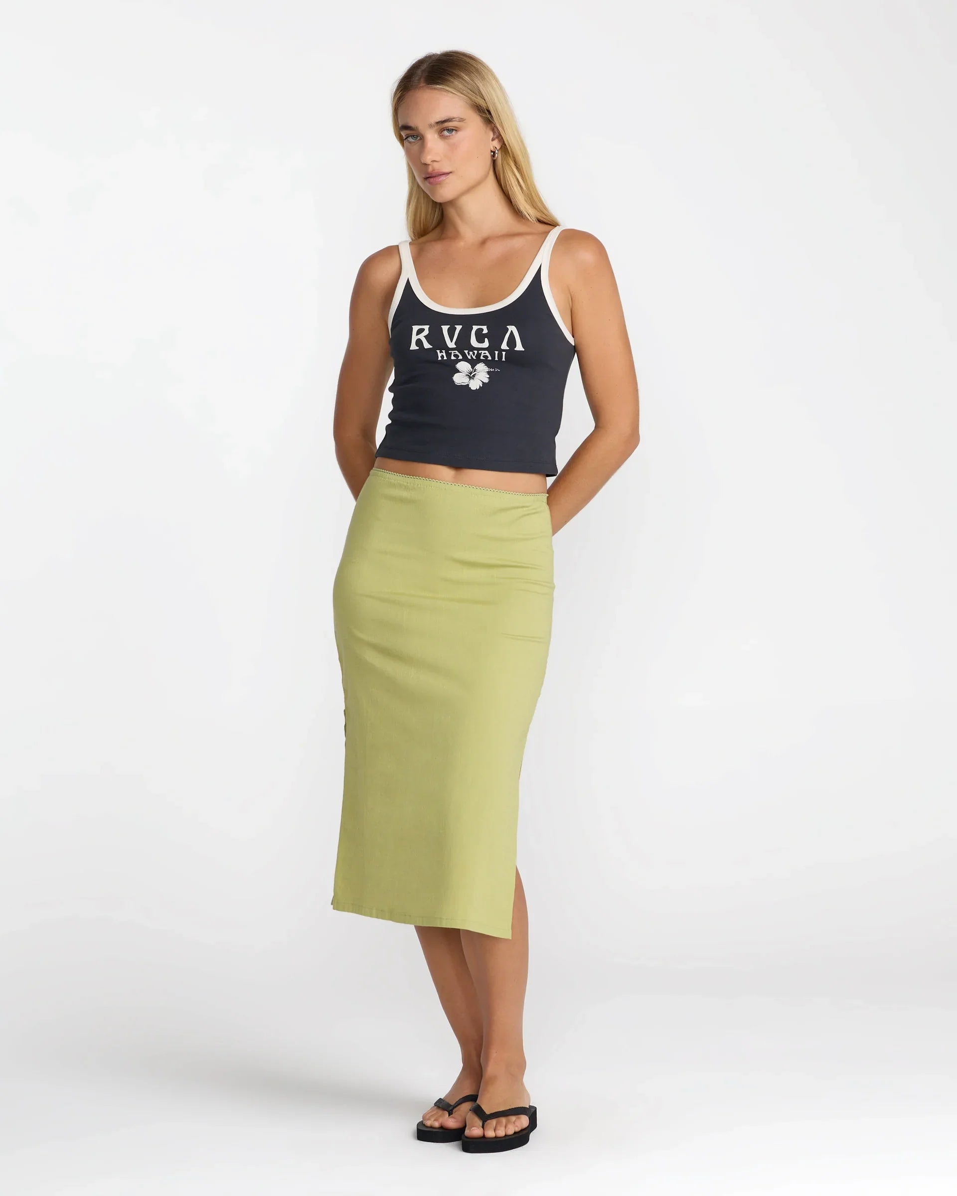 RVCA Women's Pacific Tank Top in Washed Black, front